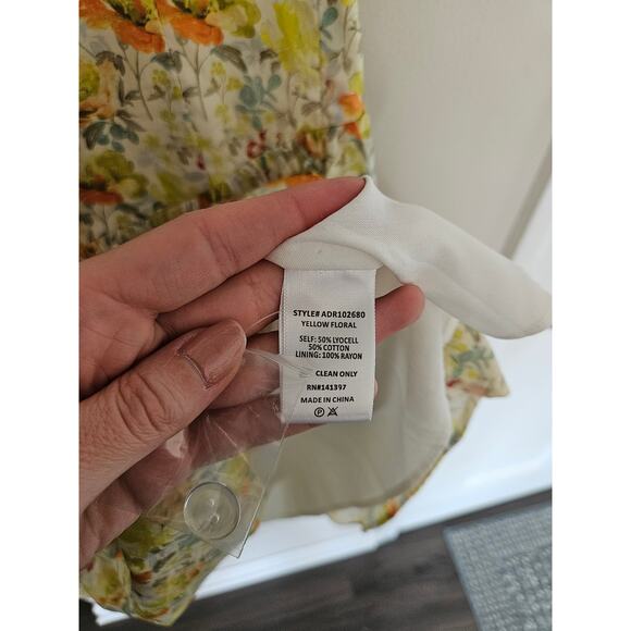 ASTR the Label Women's Beige Yellow Floral Milkmaid Mini Dress NWOT Size X-Large - Picture 9 of 16